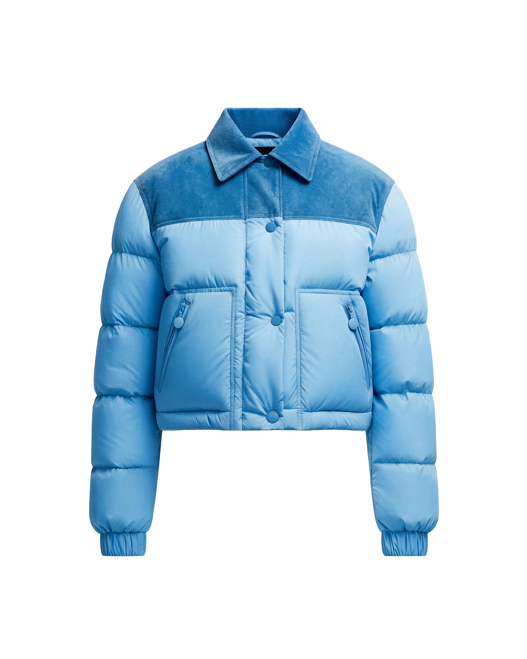 The Selene Bleu Suede Puffer Jacket