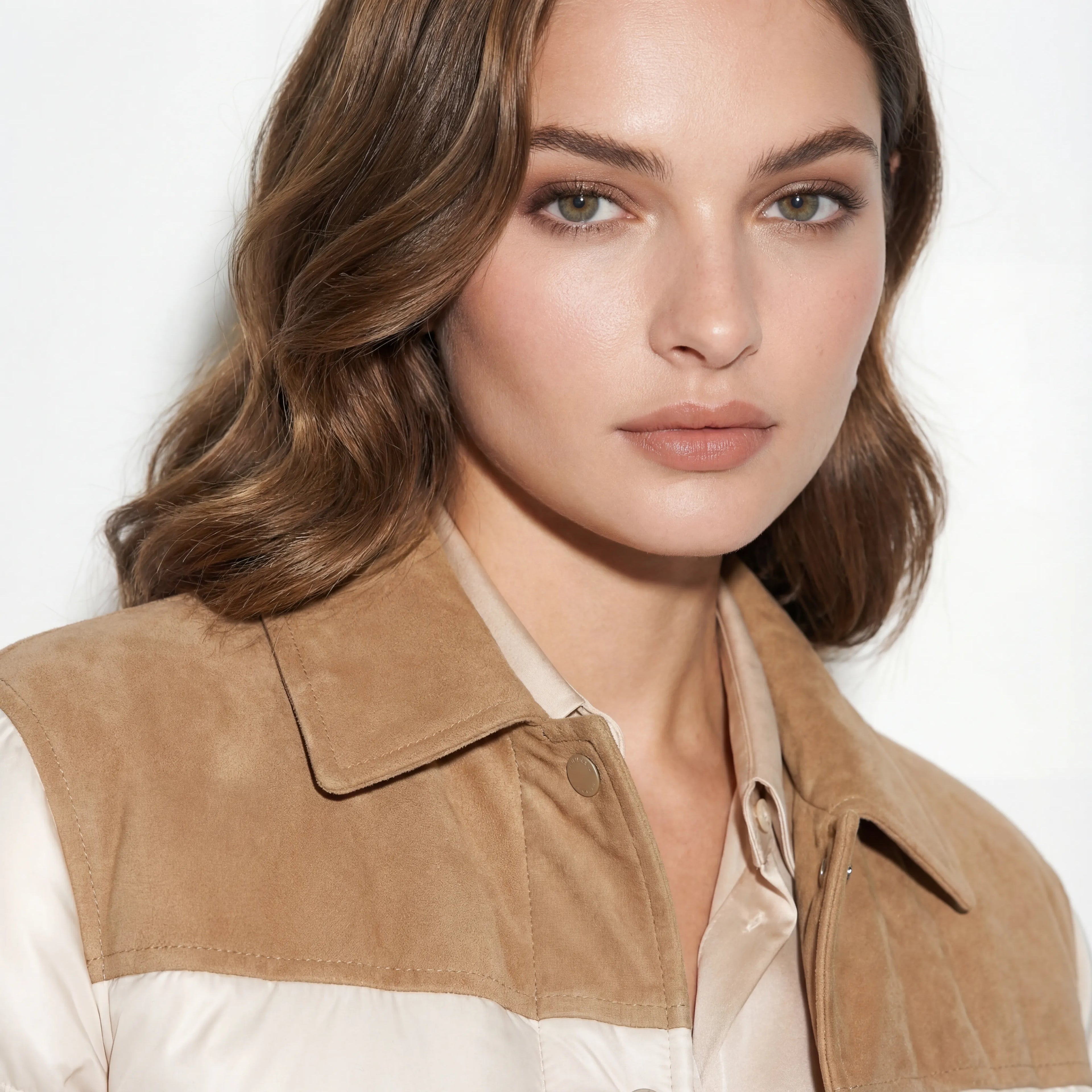 The Selene Bleu Suede Puffer Jacket