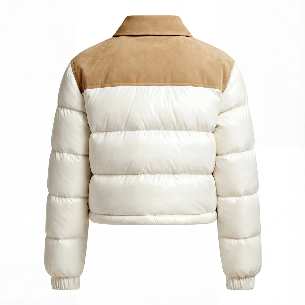 The Selene Bleu Suede Puffer Jacket