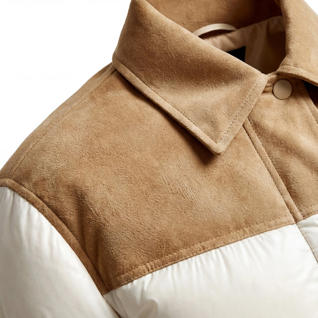 The Selene Bleu Suede Puffer Jacket