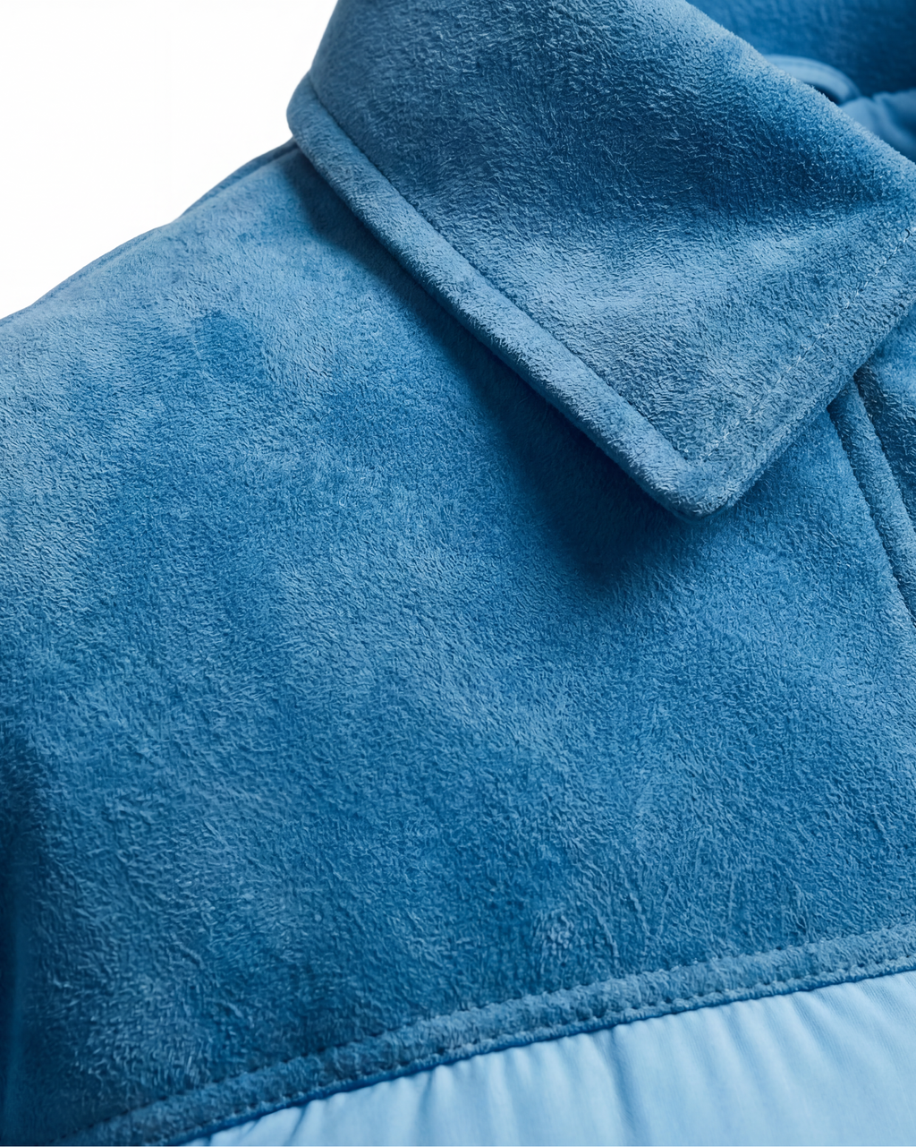 The Selene Bleu Suede Puffer Jacket