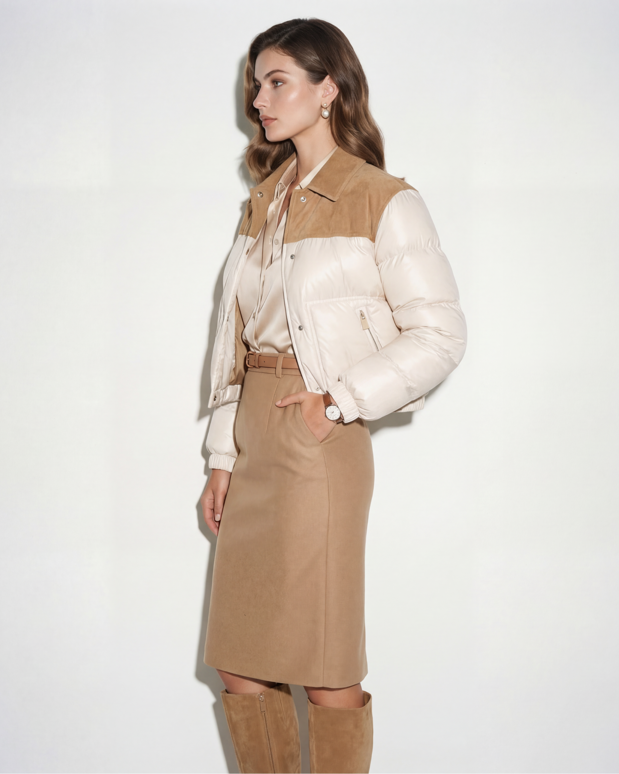 The desert Horizon Suede Puffer Jacket