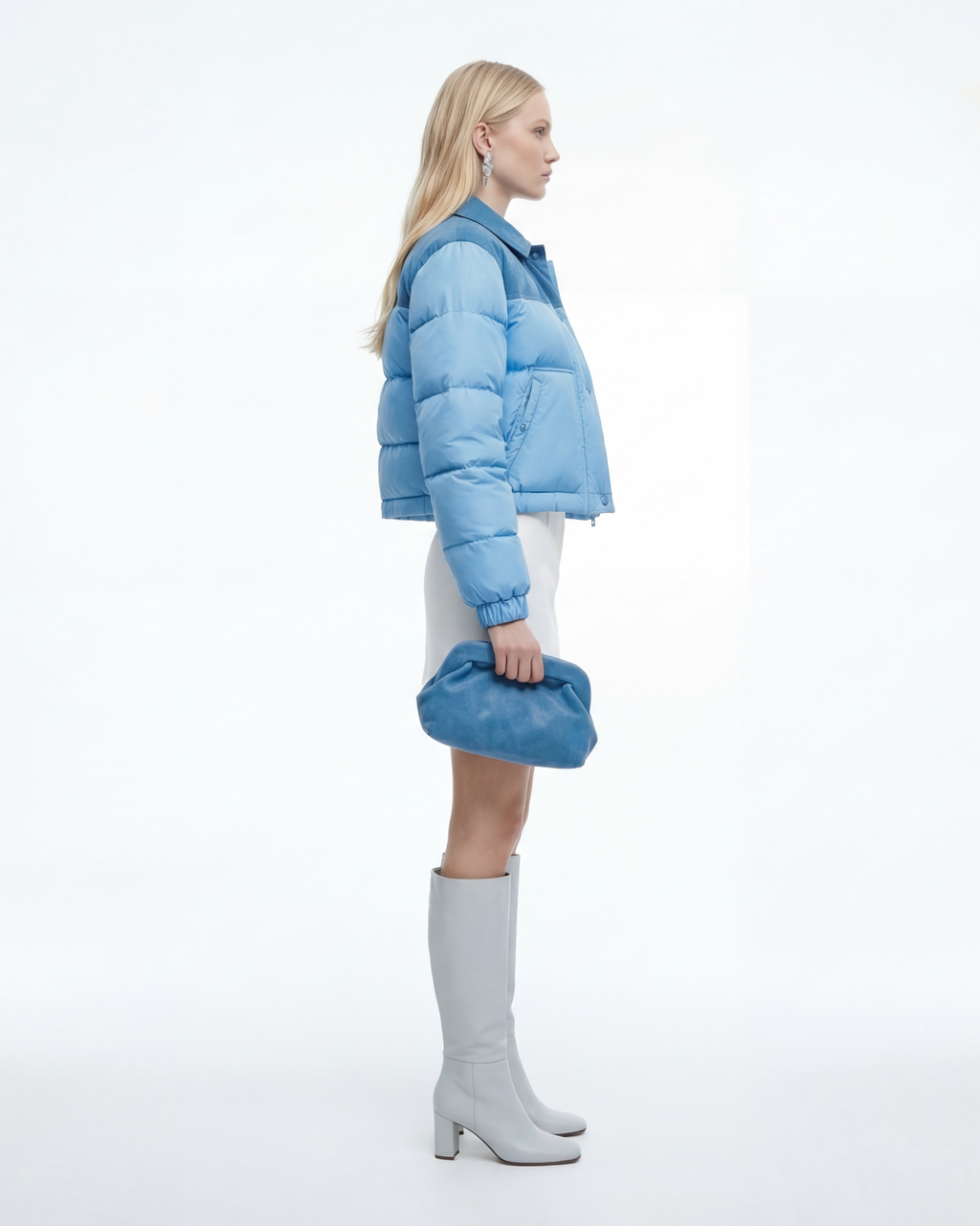 The Selene Bleu Suede Puffer Jacket
