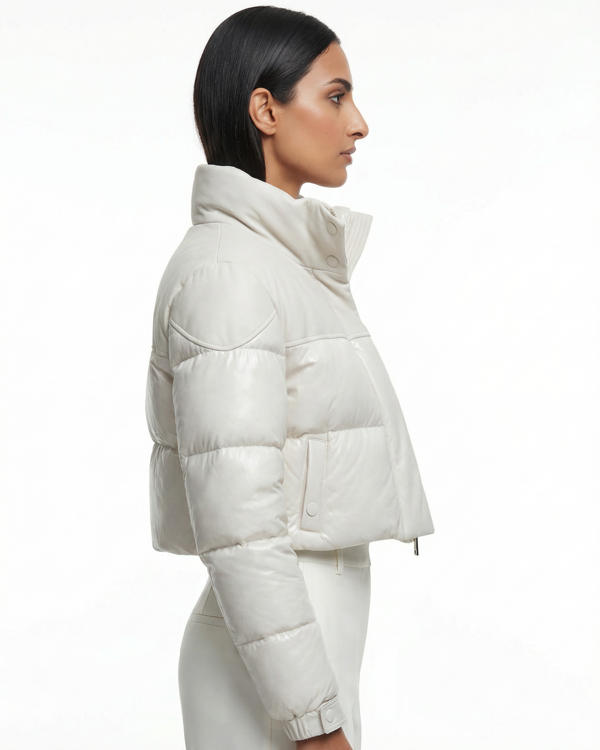 The Blanc Lumière Suede Puffer Jacket