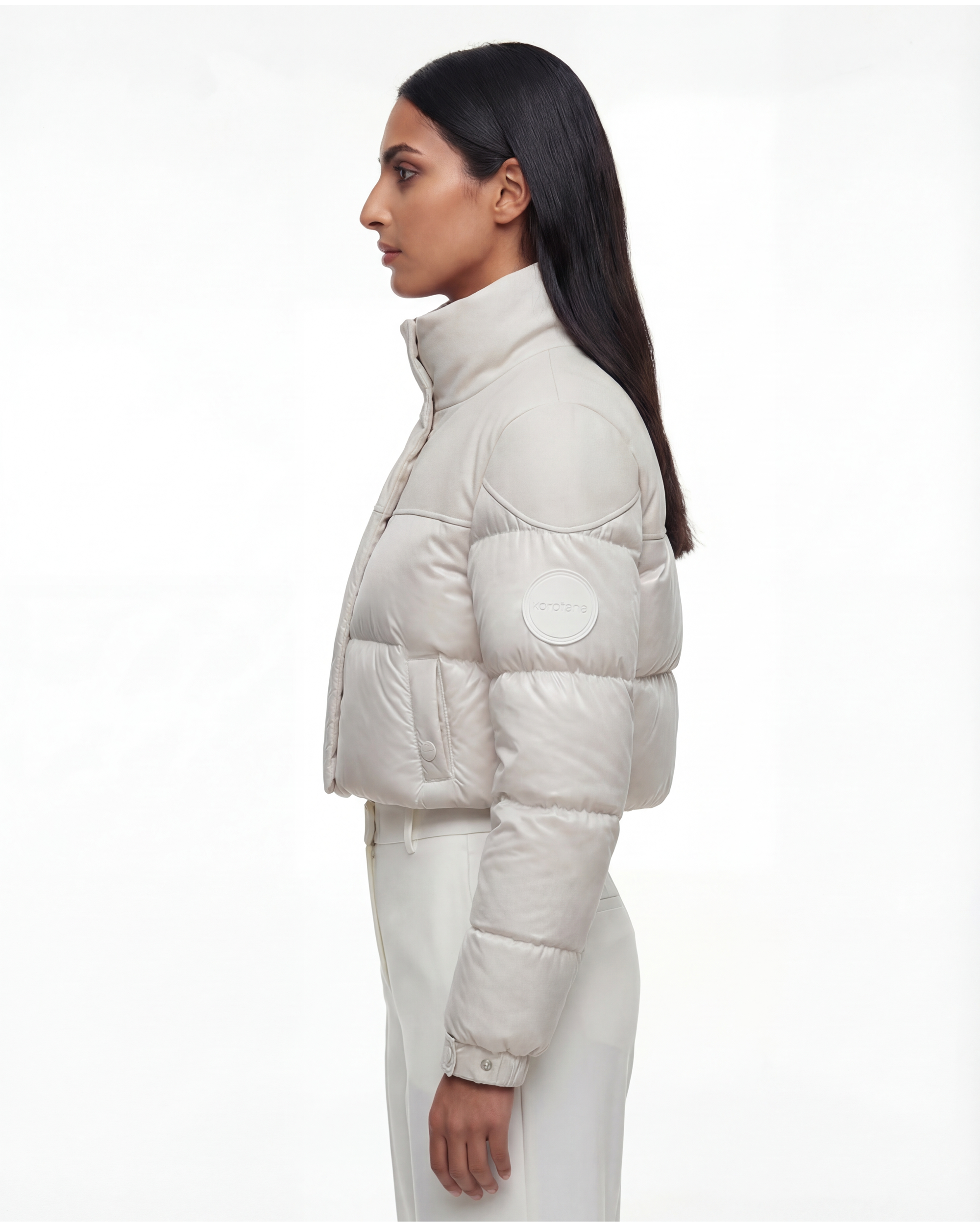 The Blanc Lumière Suede Puffer Jacket