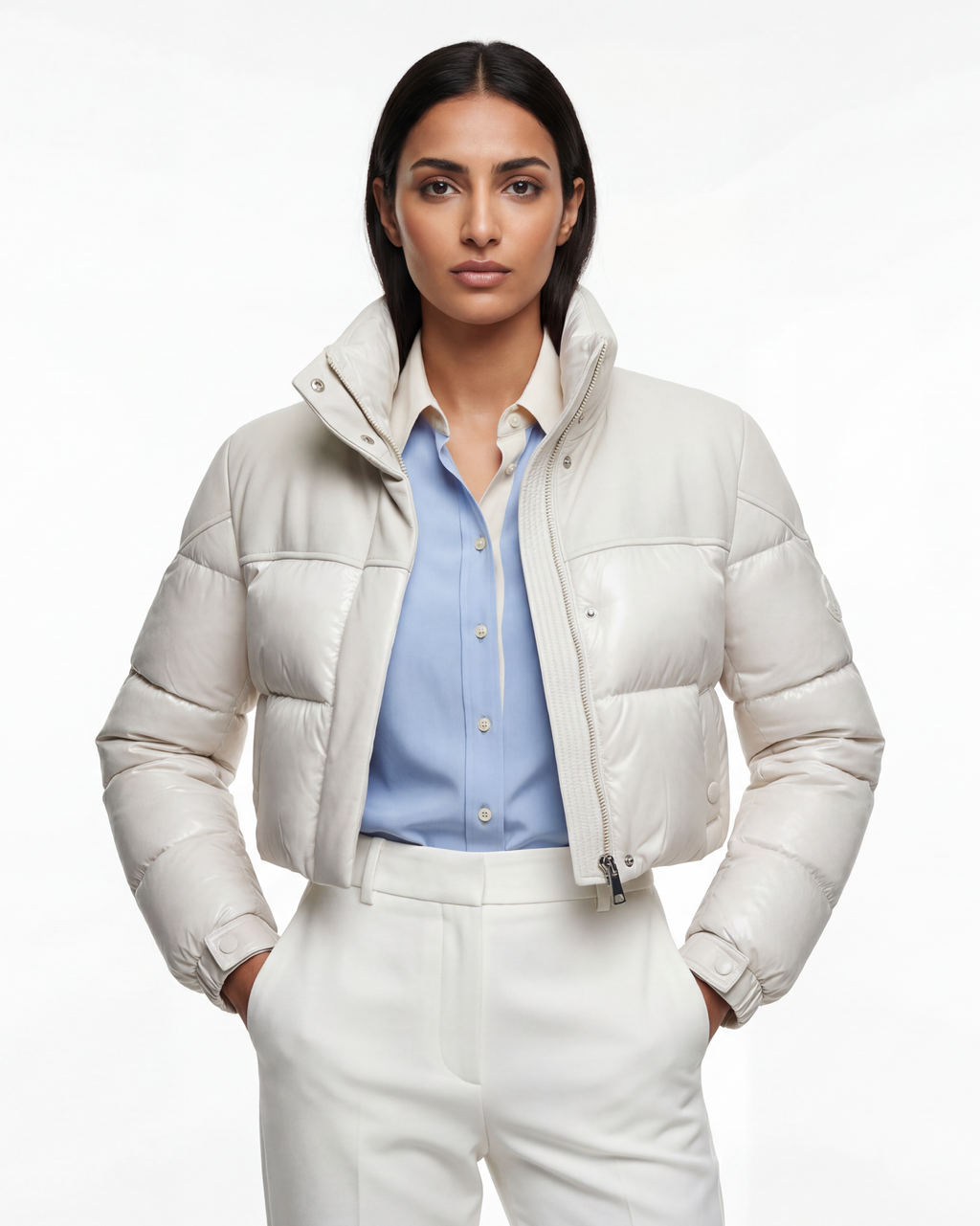 The Blanc Lumière Suede Puffer Jacket