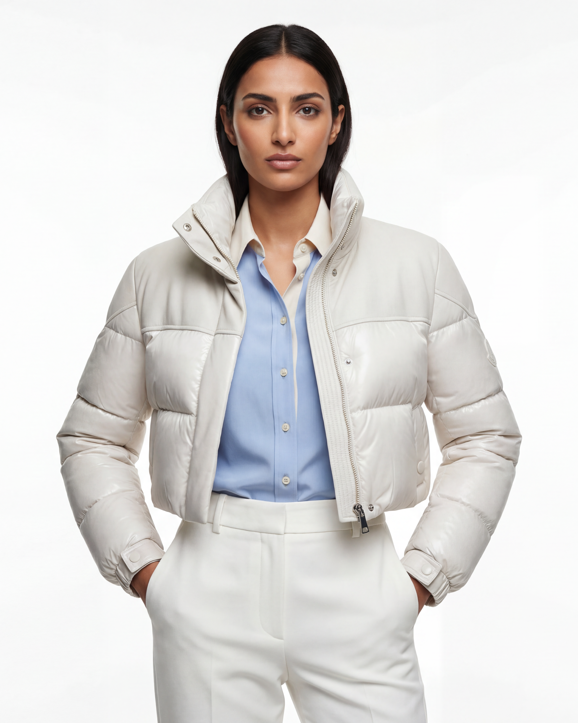 The Blanc Lumière Suede Puffer Jacket