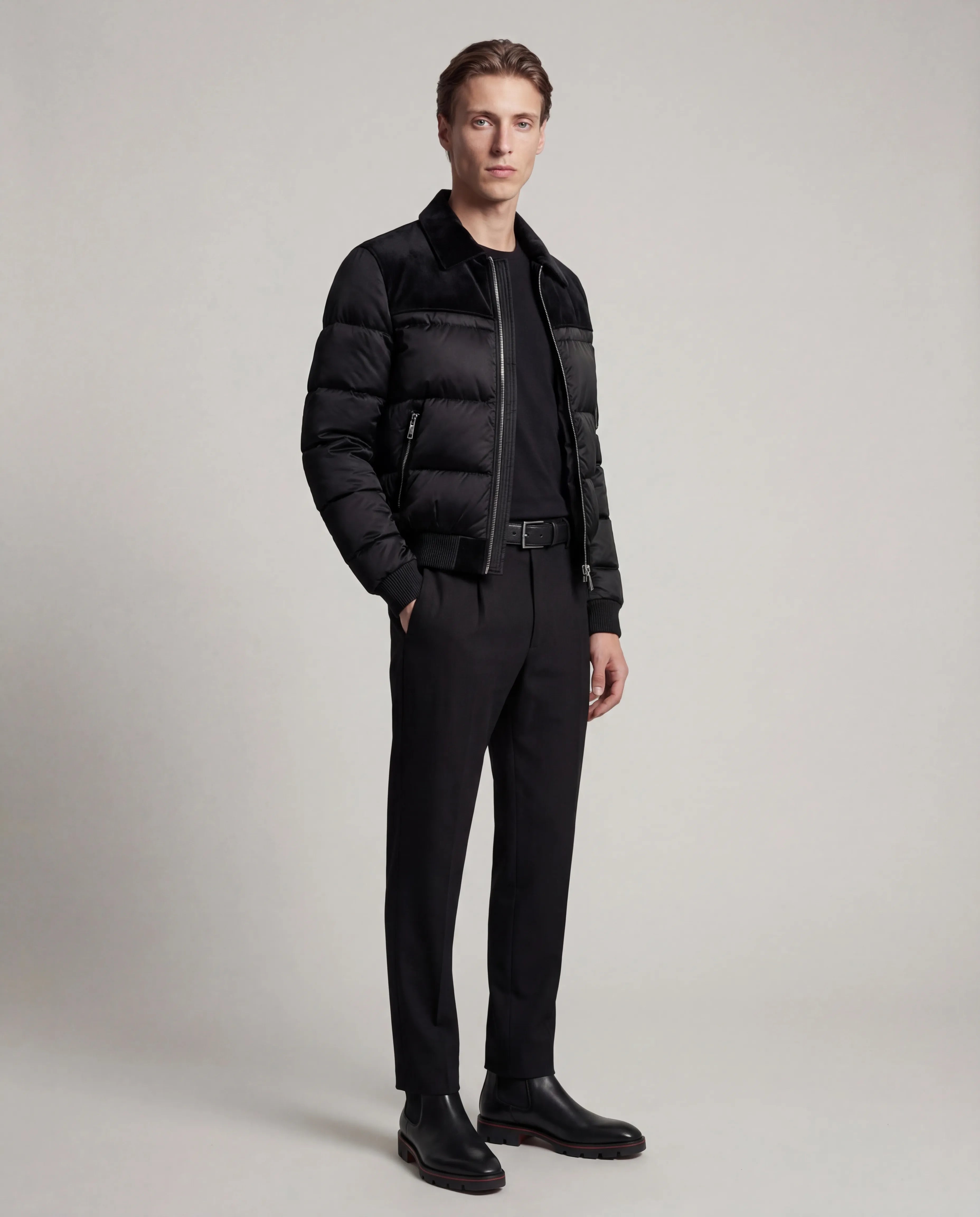 The Korotana Signature Suede Puffer Jacket
