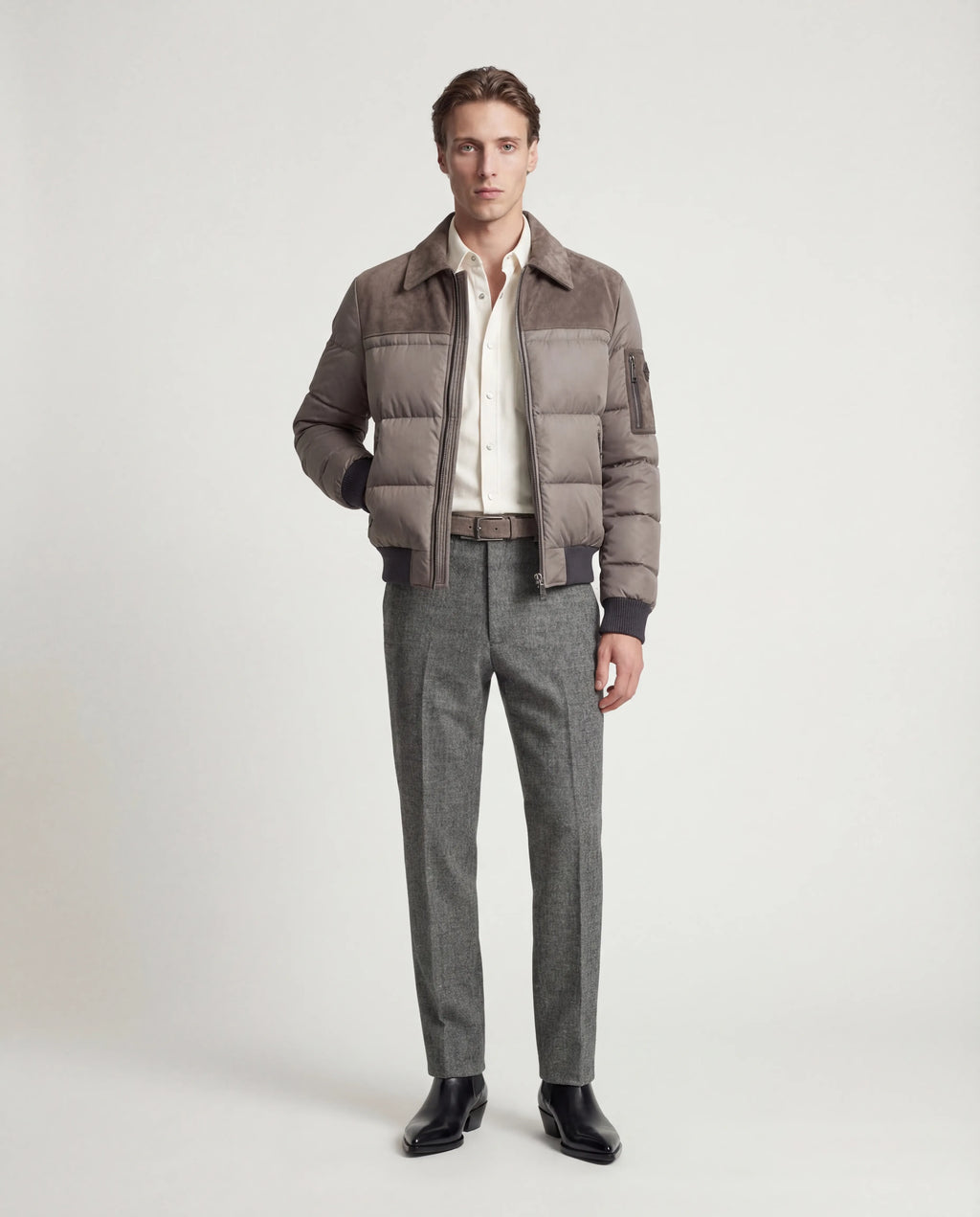 The Korotana Signature Suede Puffer Jacket
