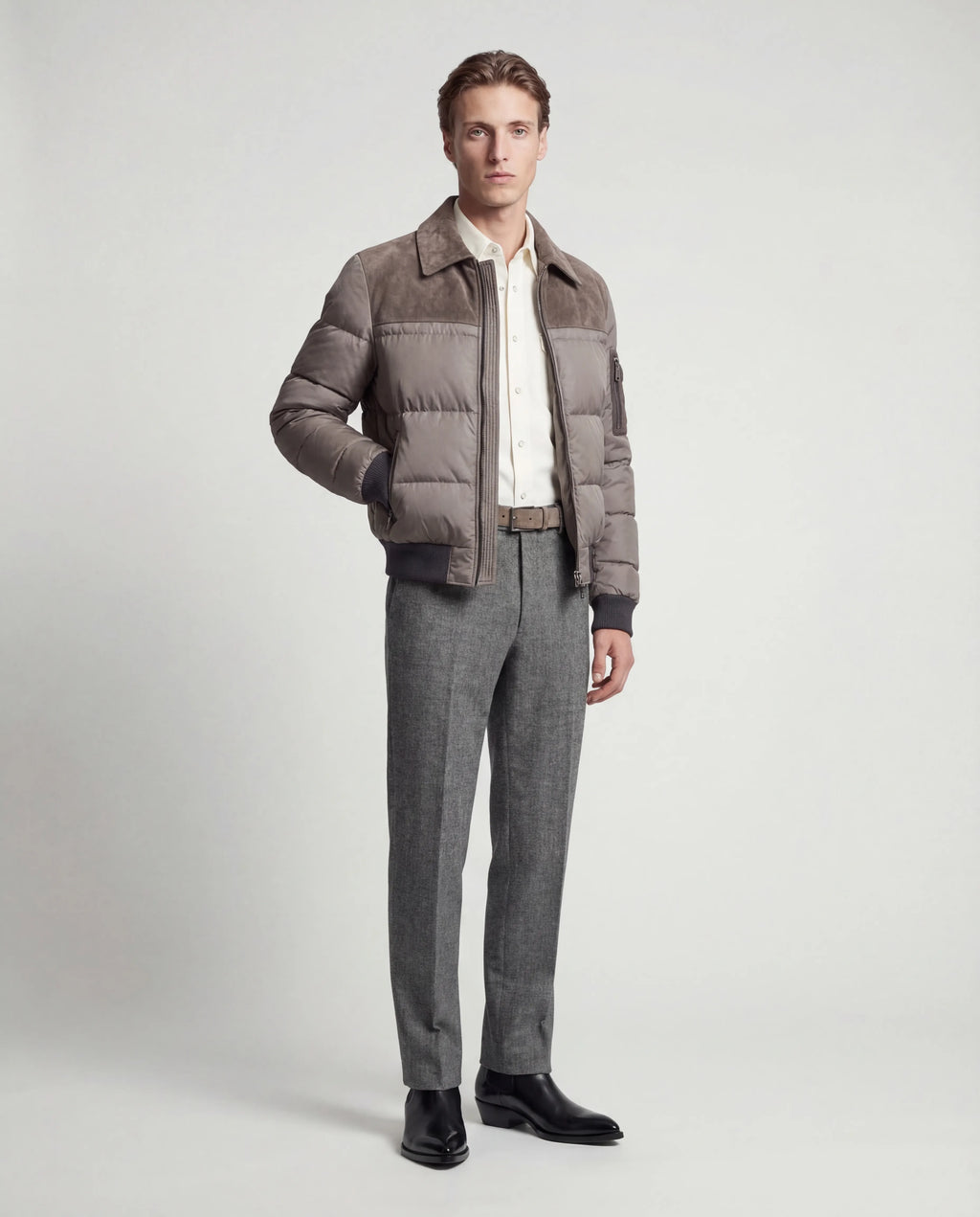 The Korotana Signature Suede Puffer Jacket