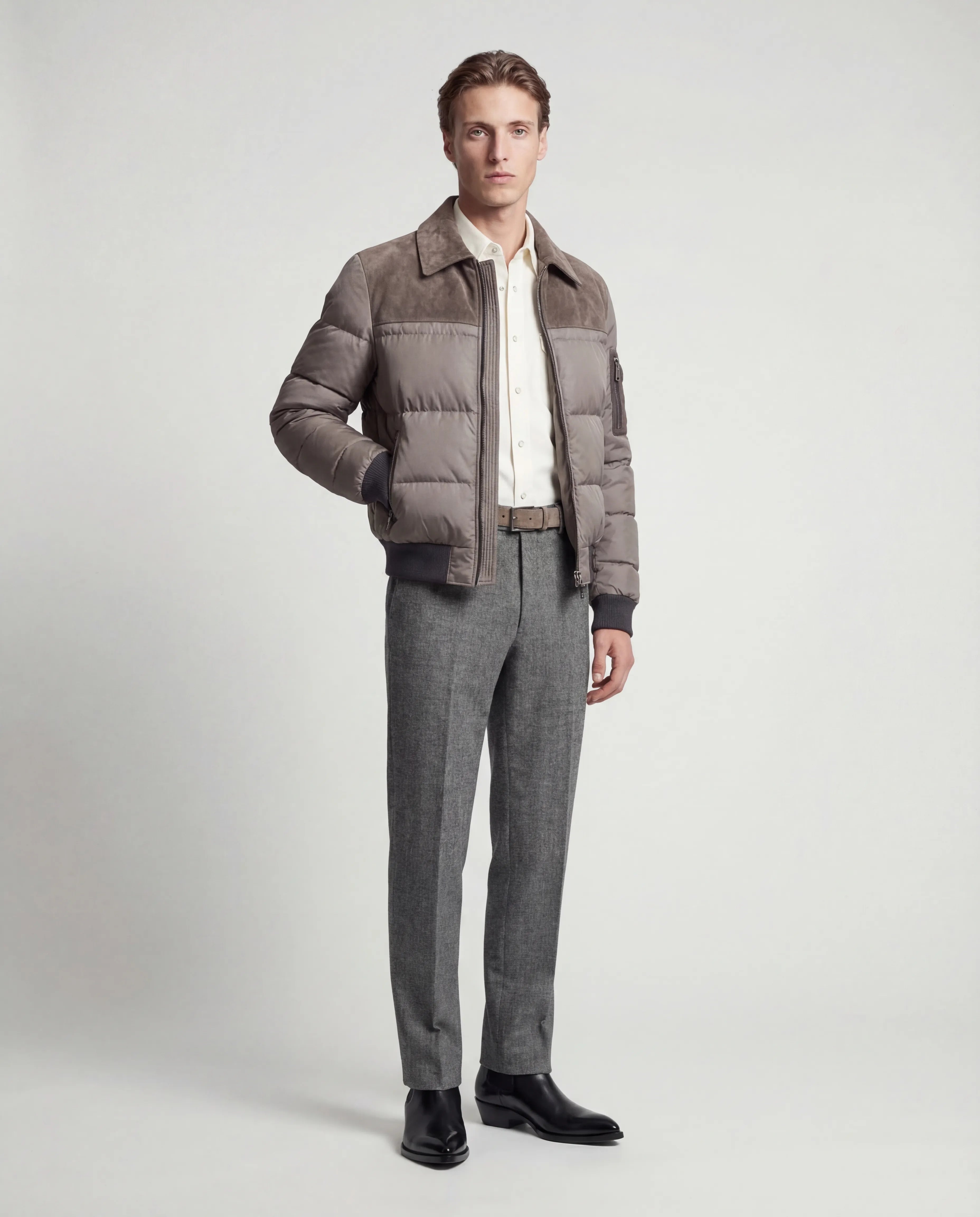 The Korotana Signature Suede Puffer Jacket
