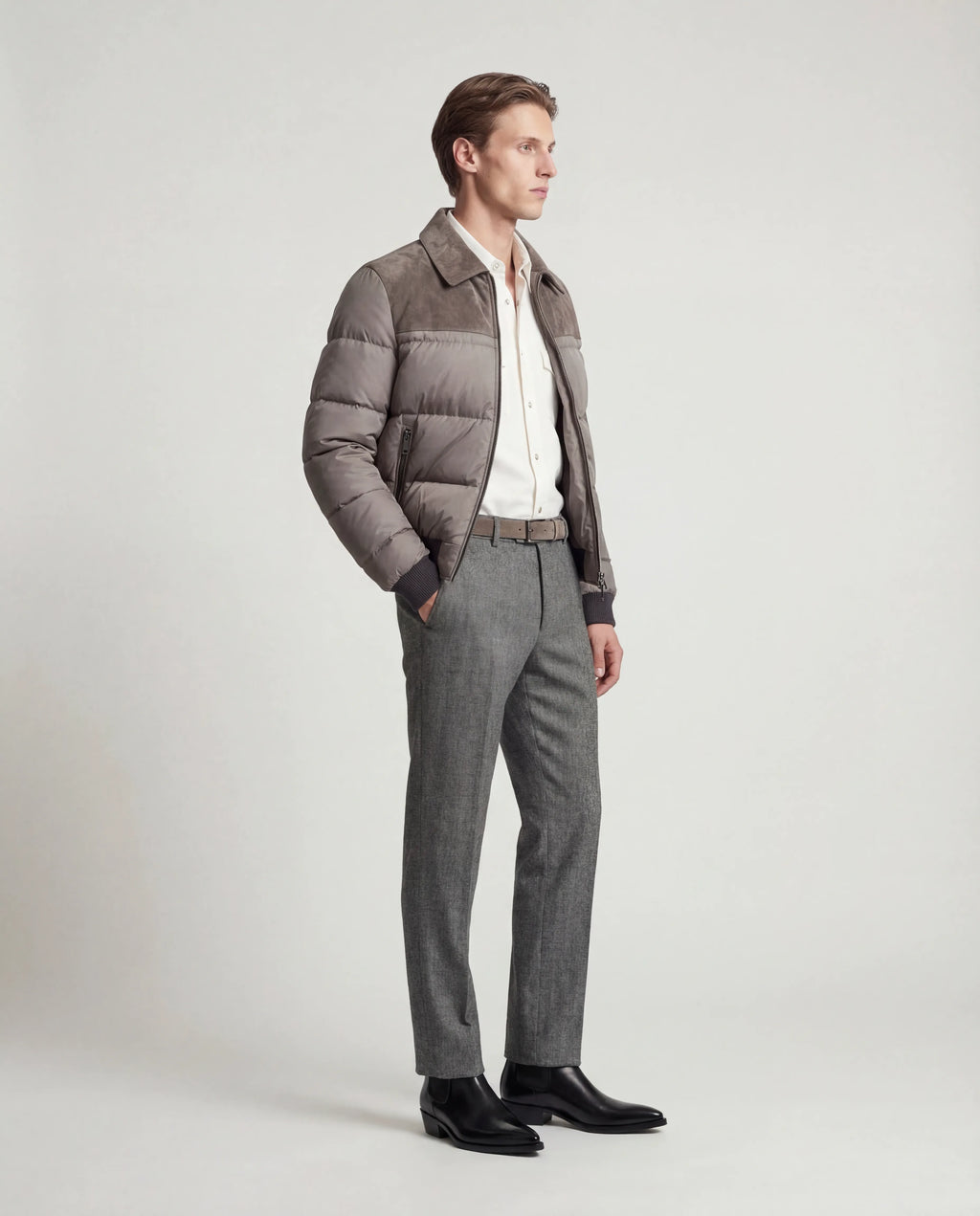 The Korotana Signature Suede Puffer Jacket